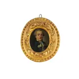 XVIIIe siècle Ecole lombarde, Portrait de gentilhomme en bleu, oil on copper, oval