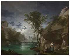 Joseph Vernet, Clair de lune, oil on canvas