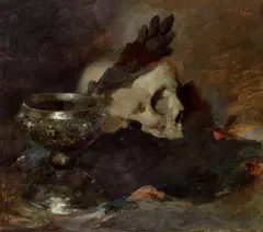 Memento Mori by Max Slevogt, 1884, Öl auf Karton, auf Leinwand aufgezogen, sold Jun 2021