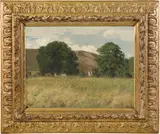 Hans Thoma, Wiese mit zwei großen Bäumen, Öl auf Leinwand