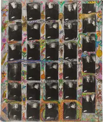Peter Beard, Andy Warhol for his Birthday, 1975, Silbergelatineabzug mit Papier-Collage und Original-Zeichnungen in Tusche, Aquarell und Tempera, 2006. Unikat