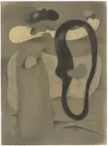 Willi Baumeister, Figur mit dunkler Form, 1936, Bleistift und Kohle, gewischt und radiert, auf leichtem Karton