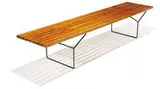 Harry Bertoia, Slat bench, 1952, Wood slats with black lacquered steel rod legs