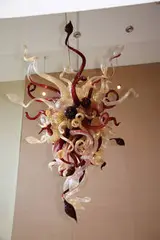 Dale Chihuly, Gilded Opal and Deep Garnet Chandelier, Blown glass chandelier