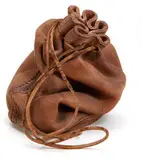 Marilyn Levine, Trompe-l'oeil leather pouch, 1982, Stoneware with leather string