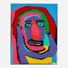Heavy Head by Karel Appel, 1969, acrylic on paper mounted to canvas, sold May 2021