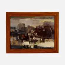 Untitled (New York Harbor) by Donald Deskey, 1973, oil on canvas, sold Mar 2021