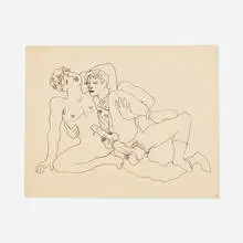 Jean Cocteau, Deux Hommes s’Allongeant, 1933, ink on paper