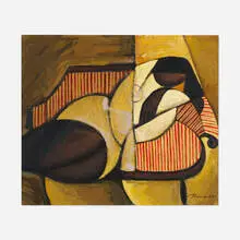 Joseph Holston, Woman Resting, 1998, acrylic and collage on canvas