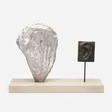 David Salle, Hear and Ear, 1995, aluminum and bronze on limestone base