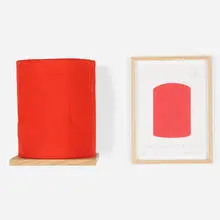 Franz Erhard Walther, Säulenfragment Kopf-Form prototype, 1981, cotton fabric with display shelf, watercolor and graphite on paper