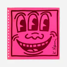 Signed catalog cover by Keith Haring, 1982, lithograph in colors, sold Mar 2021