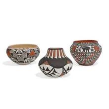 Acoma Pottery, vases, three