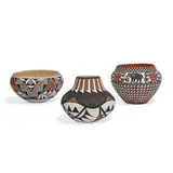 Acoma Pottery, vases, three