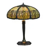 Morning Glory metal overlay table lamp by Empire Lamp & Brass Manufacturing Co., sold Apr 2021