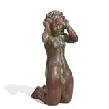 Harald Salomon for Rorstrand, porcelain Kneeling Nude Woman Adjusting a Floral Head Wreath
