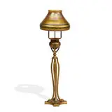 candle lamp: Tel-el-Amarna shade on a candlestick base by Louis Comfort Tiffany & Tiffany Studios, sold Apr 2021