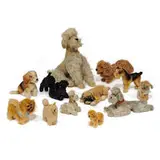 Steiff, tuffed animals, dogs and puppies, group of 12, Germany