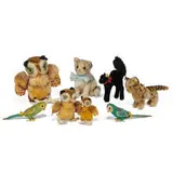 Steiff, stuffed animals, birds and cats, group of eight, Germany