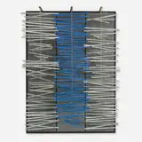 Jesús Rafael Soto, Mural a Tres Columnas, 1969, painted wood, aluminum, painted aluminum, nylon wire