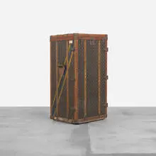 trunk by Louis Vuitton, c. 1935, leather over wood, brass, leather, beech, sold Apr 2012