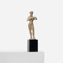 untitled (figure) by Elie Nadelman, terracotta, lacquered wood, sold Apr 2012