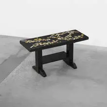 Etienne Allemeersch, occasional table, c. 1975, resin with stone inlay, lacquered wood