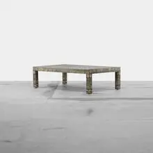 Karl Springer, coffee table, c. 1970, Batik printed paper collage over wood