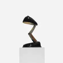 Jumo, table lamp, c. 1945, phenolic plastic, copper, steel