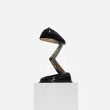 Jumo, table lamp, c. 1945, phenolic plastic, copper, steel