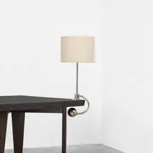 William Lescaze, counterbalance table lamp, c. 1934, silver-plated brass, paper