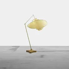 Suora floor lamp by Carlo Mollino, 1947 / 1994, marble, brass, parchment, leather, sold Apr 2012