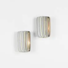 Aage Herlow, pair of sconces from Sct. Michaelis Kirke, Frederica, 1956, enameled aluminum, copper