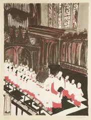 Patrick Procktor, Untitled, 1936-2003) THE CHOIR OF KING'S COLLEGE CHAPEL Lithograph printed in colours