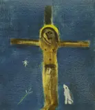 Craigie Aitchison, Untitled, 1926-2009) CRUCIFIXION AND DOG Screenprint in colours