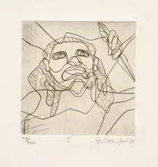 Untitled by Stanley William Hayter, 1901-1988) DEATH OF HEKTOR The complete portfolio containing nine etchings with aquatint, sold Apr 2019