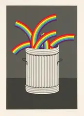 Untitled by Patrick Hughes, b.1939) RUBBISH RAINBOWS Screenprint in colours and metallic silver, sold Apr 2019