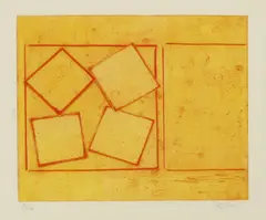 Untitled by Sandra Blow, 1925-2006) QUARTET IN YELLOW Etching with collage, sold Apr 2019