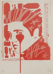 Untitled by Pure Evil, b.1968) ELVIS PRESLEY Screenprint in red, sold Apr 2019