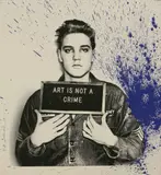 Thierry Guetta, Untitled, BLUE SPLASH ELVIS Screenprint with blue paint