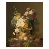 Jean-Georges Hirn, Nature morte aux fleurs sur un entablement, oil on canvas, unlined