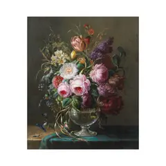 XIXe siècle Ecole hollandaise, Nature morte avec pivoines, tulipes et autres fleurs, oil on canvas, unlined