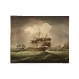 Thomas Buttersworth, Navires sur une mer agitée, oil on canvas