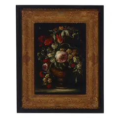 Elisabetta Marchioni, A floral still life in a metal urn (a set of four), all oil on canvas