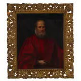 Continental School, A portrait of a man in a red cloak, oil on canvas