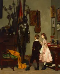 Frans Moormans, Admiring the armor, oil on panel