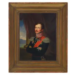 Leopold Fertbauer, A three-quarter length portrait of the Major General of the Russian Imperial Army Pavel Jakowlewitsch von Rennenkampff wearing the sash of the Order of St. Anna, oil on panel