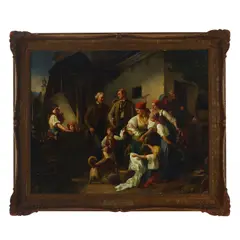 Karl Hübner, The rendezvous, oil on canvas laid down on board