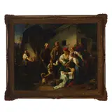 Karl Hübner, The rendezvous, oil on canvas laid down on board