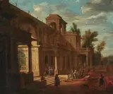 Picnic in the palazzo by Italian School, oil on canvas, sold Jun 2023